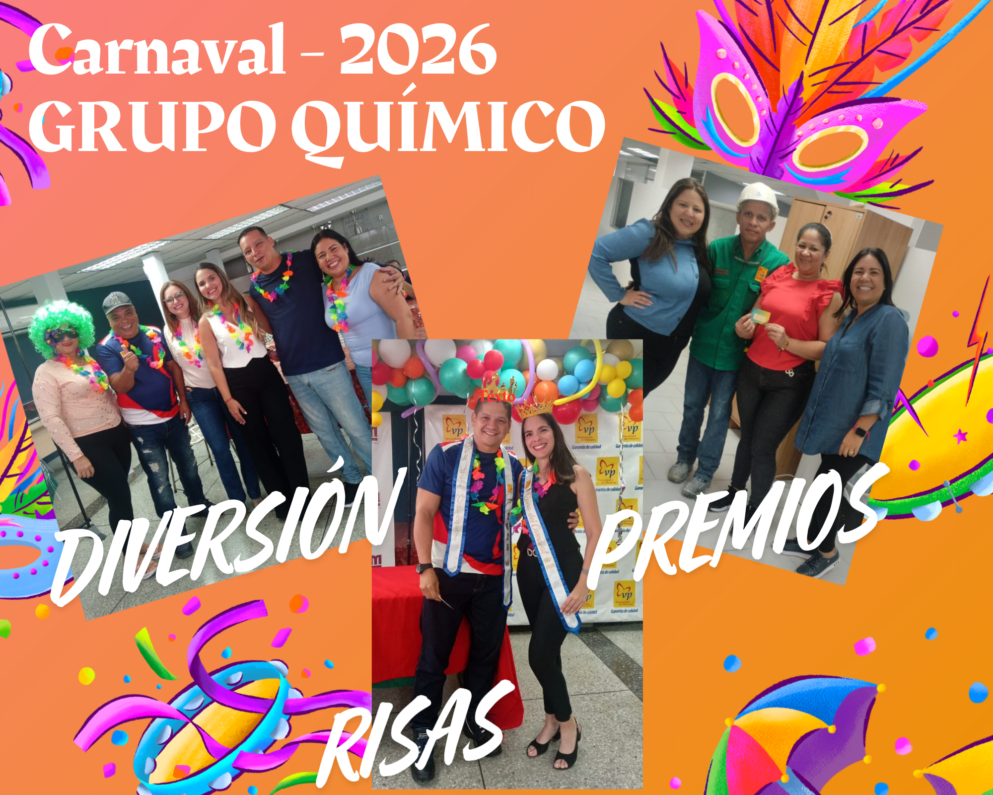 Celebramos el carnaval con diversión, risas, rey y reina, concurso de mascaras y fabulosos premios